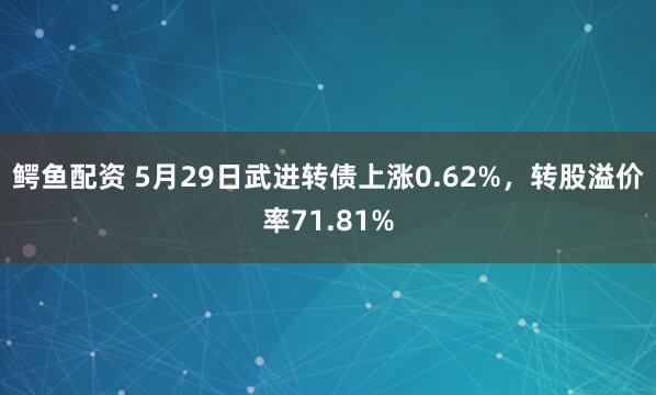 鳄鱼配资 5月29日武进转债上涨0.62%，转股溢价率71.81%