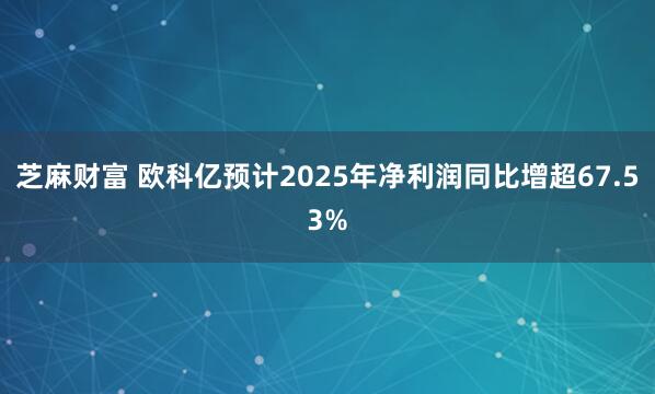 芝麻财富 欧科亿预计2025年净利润同比增超67.53%